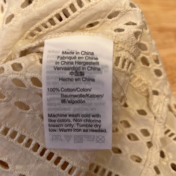 Madewell Eyelet Mockneck Ruffle Top Women's Small Cream - Picture 9 of 12